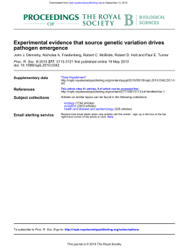 pathogen emergence Experimental evidence that source genetic