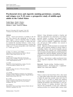 Psychosocial stress and cigarette smoking persistence, cessation