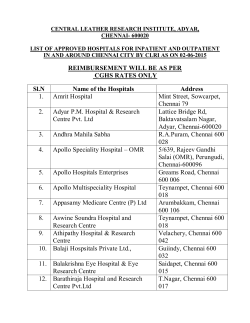 List of Recognized Hospitals of CSIR-CLRI