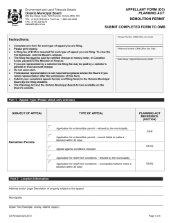 APPELLANT FORM (O3) PLANNING ACT DEMOLITION PERMIT