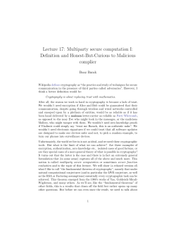 Lecture 17: Multiparty secure computation I: Definition