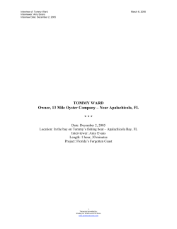 TOMMY WARD Owner, 13 Mile Oyster Company