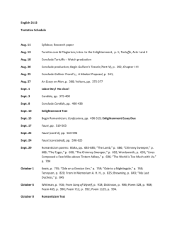 English 2112 Tentative Schedule Aug. 11 Syllabus