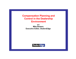 Compensation Planning and Control in the Dealership Environment