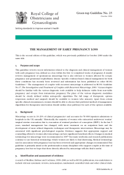The Management of Early Pregnancy Loss
