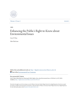 Enhancing the Public`s Right-to-Know about