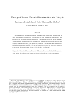 The Age of Reason: Financial Decisions Over the Lifecycle