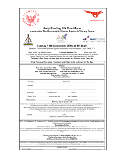 Andy Reading 10k Road Race Sunday 11th December 2016 at 10