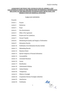 Draft for initialling AGREEMENT BETWEEN THE UNITED STATES