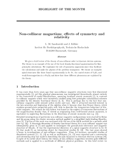 HIGHLIGHT OF THE MONTH Non-collinear magnetism - Psi-k