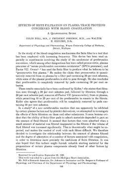 Effects of Seitz filtration on Plasma Trace Proteins Concerned with