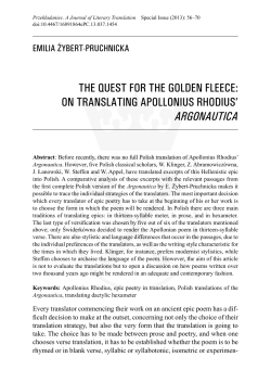 the quest for the golden fleece: on translating apollonius rhodius