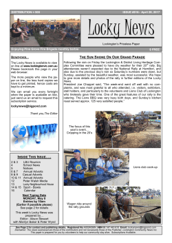 Inside This Issue&hellip;.. The Sun Shone On Our Grand Parade