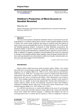 Children`s Production of Word Accents in Swedish Revisited