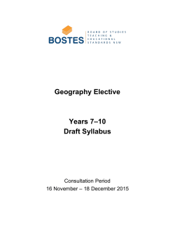 Geography Elective Years 7&ndash;10 Draft Syllabus