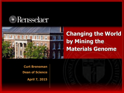 Changing the World by Mining the Materials Genome