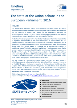 The State of the Union debate in the European Parliament, 2016