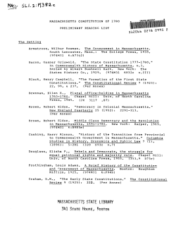 MASSACHUSETTS STATE LIBRARY 341 STATE HOUSE, ROSTON