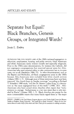 Separate but Equal? Black Branches, Genesis Groups, or Integrated