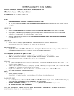 FORM ANALYSIS (MUTH 3510) &ndash; Fall 2011