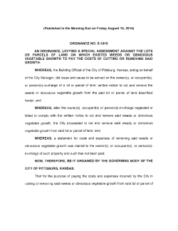 S-1015 &ndash; Weed Ord 2014