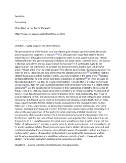 Tertullian On Idolatry. [Translated by the Rev. S. Thelwall.] http