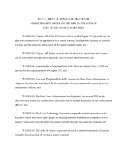 Implementation of Electronic Search Warrants