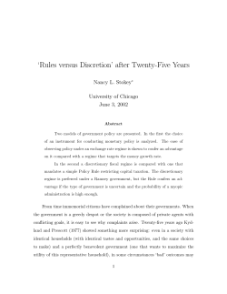 Rules versus DiscretionF after Twenty Five Years