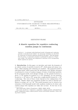 A kinetic equation for repulsive coalescing random jumps in continuum