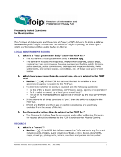 FOIP Frequently Asked Questions for Municipalities