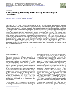 Conceptualizing, Observing, and Influencing Social&ndash;Ecological