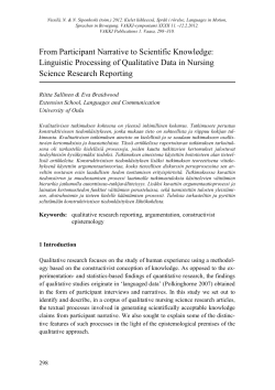 From Participant Narrative to Scientific Knowledge: Linguistic