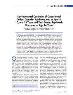 Developmental Continuity of Oppositional Defiant Disorder