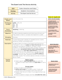 The Expert and The Novice Activity