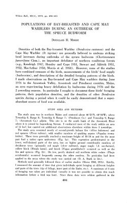 populations of bay-breasted and cape may warblers during an