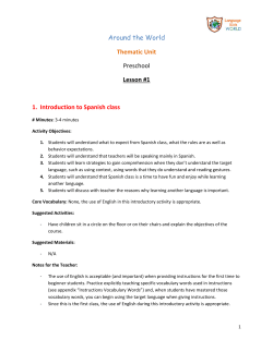 Around the World Thematic Unit Preschool Lesson #1 1. Introduction