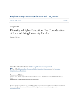 Diversity in Higher Education: The Consideration of Race in Hiring