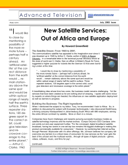 New Satellite Services: Out of Africa and Europe