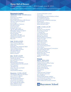 June 30 2015 honor roll of donors.indd