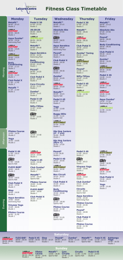 Fitness Class Timetable