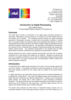 Introduction to Digital Resampling Overview Introduction