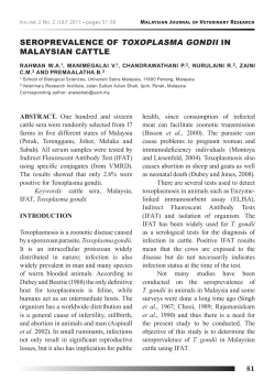 seroprevalence of toxoplasma gondii in malaysian cattle