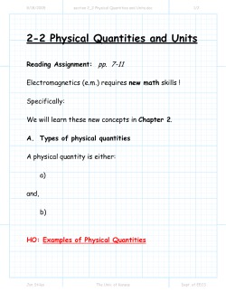 2-2 Physical Quantities and Units