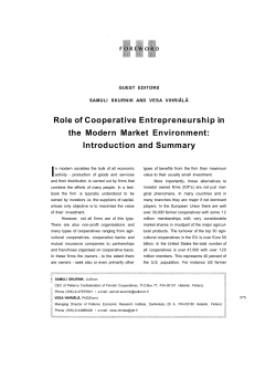 Role of Cooperative Entrepreneurship in the Modern Market