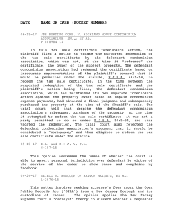 DATE NAME OF CASE (DOCKET NUMBER)