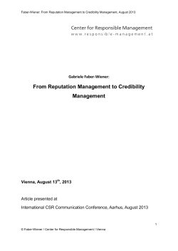 From Reputation Management to Credibility Management