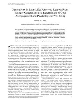 Generativity in Later Life: Perceived Respect