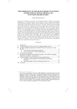 the emergence of the human right to water in international human