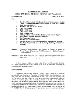 Revision of Disability/War Injury Element of Pension in