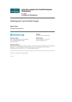 Shakespeare`s proverbial tongue